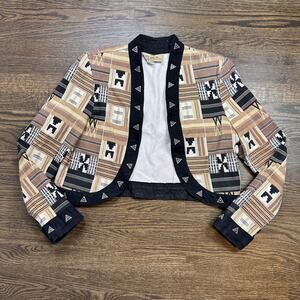 Vintage New Frontier Jacket Womens Large Brown Western Studded Cropped USA